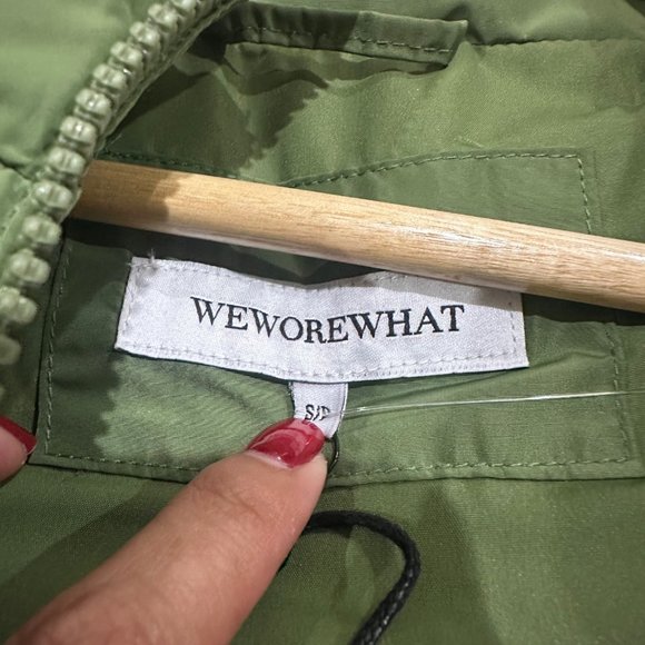 NWT We Wore What Green Puffer Vest Jacket Removable Sleeves Outerwear Womens S - Picture 12 of 12